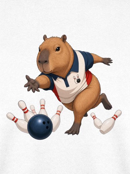 Capybara spielt Bowling