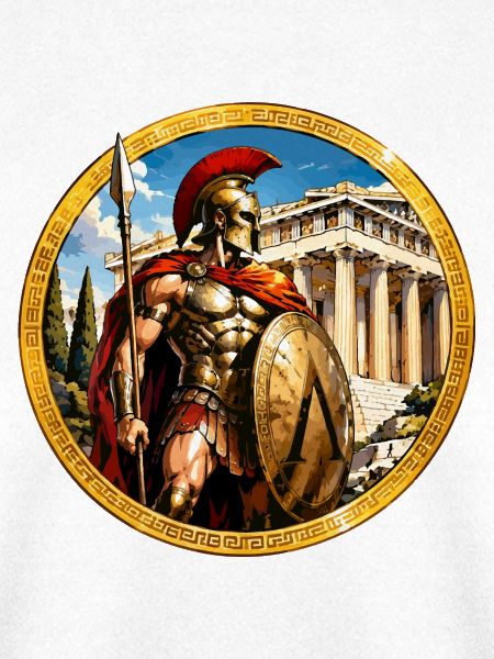 Spartanischer Krieger vor Tempel