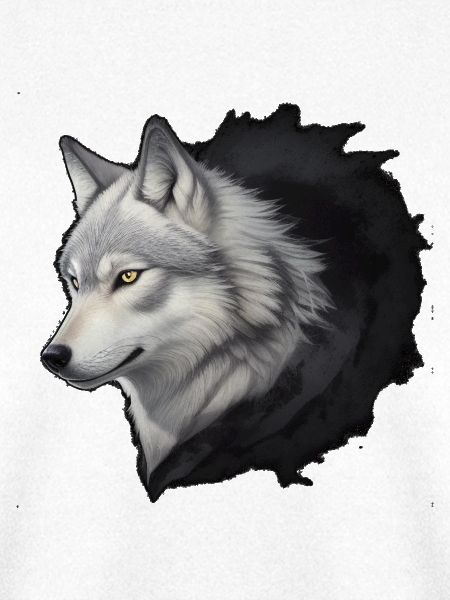 Weisser Wolf Kopf Tinten-Splash