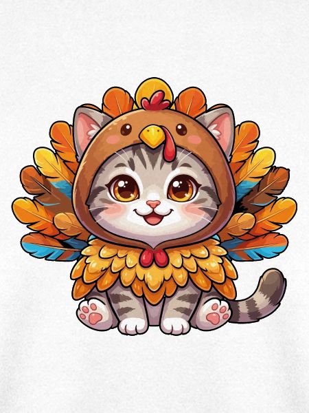 Herbst-Herbst-Katze im Truthahn Thanksgiving