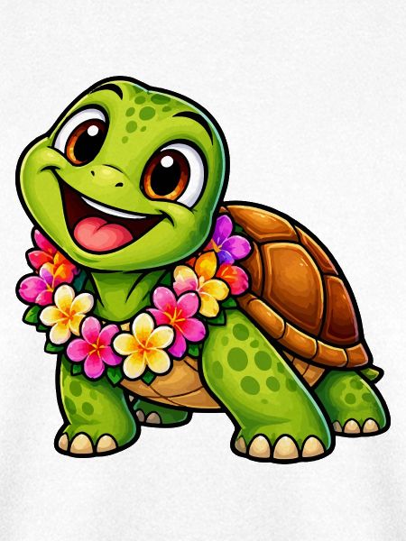 Fröhliche Schildkröte mit Hibiskus