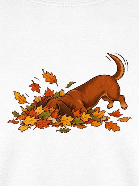 Dackel im Herbstlaub