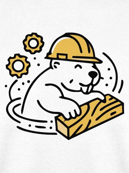 Biber Bauhelm Holz Grafik