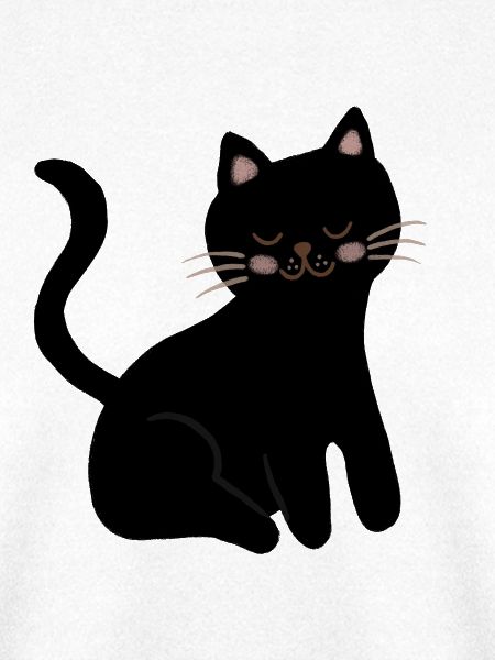Schläfriges Schwarzes Katzen-Schnurrhaar-Lächeln