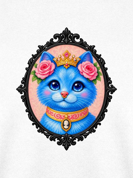 Blaue Katzenprinzessin mit Blumendekoration
