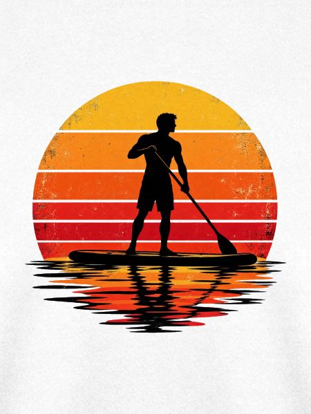 Retro Sunset Paddleboarder Silhouett