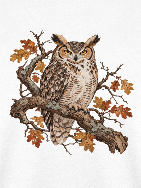 Weise Eule im Herbstzweig