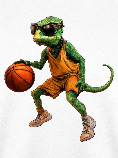 Basketball-Echse im Orange-Trikot
