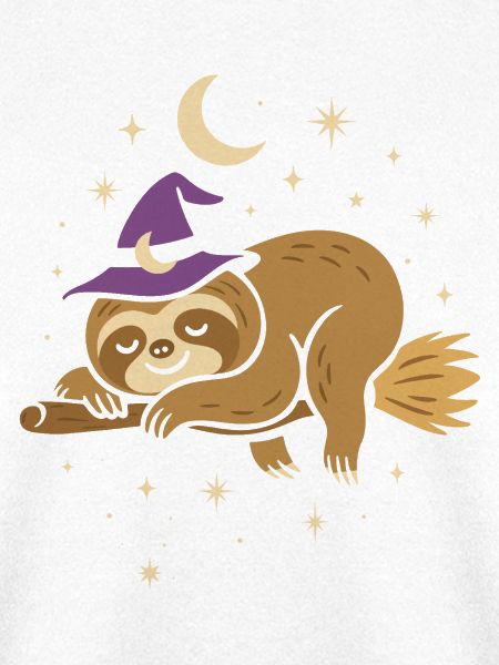 Süßes Faultier mit Hexenhut – Halloween