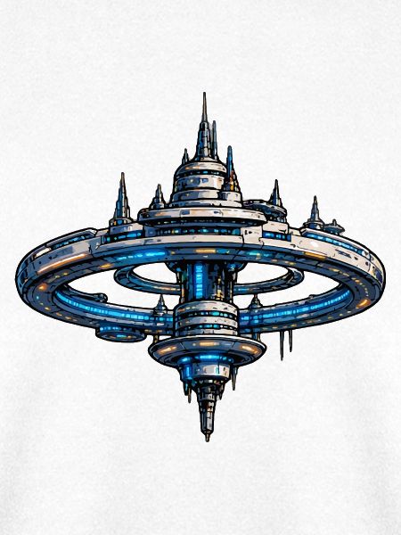 Neonring Raumstation SciFi Kunst