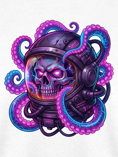 Astronaut Totenkopf mit Krake