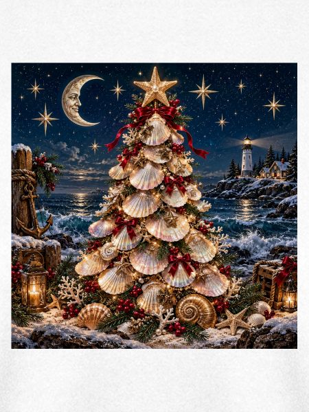 Muschel-Weihnachtsbaum am Meer