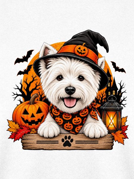 West Highland Terrier mit Halloween-Hut