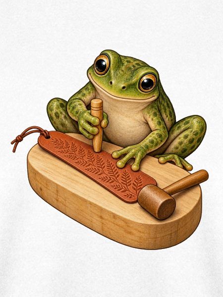 Frosch prägt ein Leder-Lesezeichen