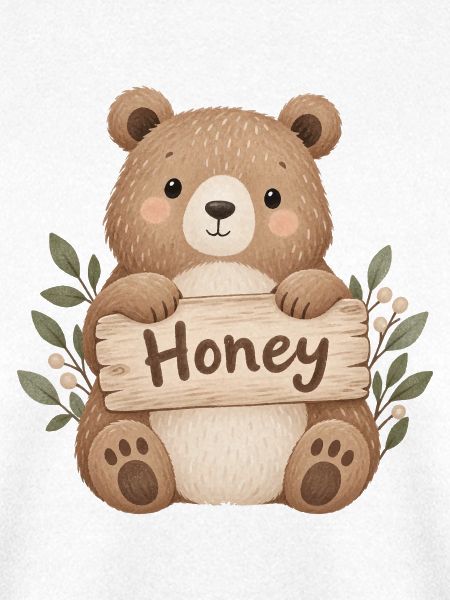 Niedlicher Bär mit Honey-Schild