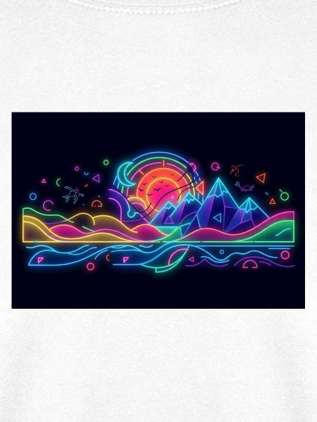 Retro Neon Neonlandschaft Berg & Sonne