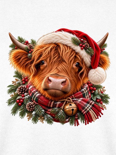 Highland Kuh in Weihnachtsstimmung