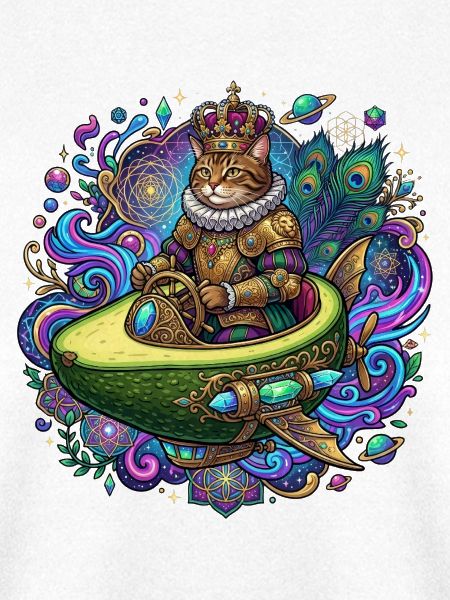 Königliche Katze im Avocado-Raumschiff 