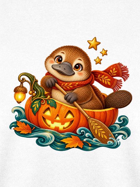 Schnabeltier im Halloween-Kürbis