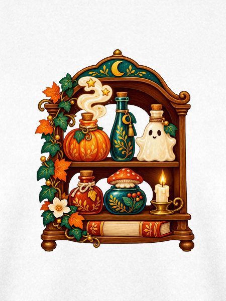 Verzaubertes Herbst-Halloween-Regal