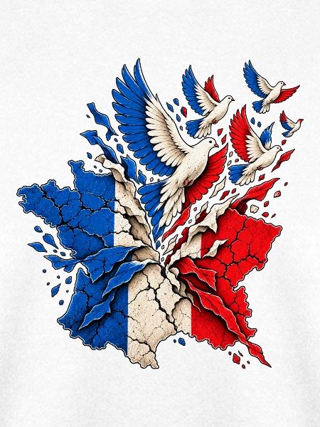 Frankreich Freiheit & Frieden – Tauben Grafik