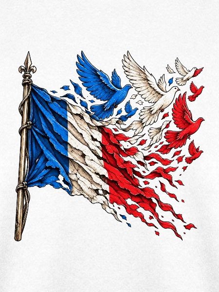 Frankreich Flagge Freiheit & Frieden – Tauben