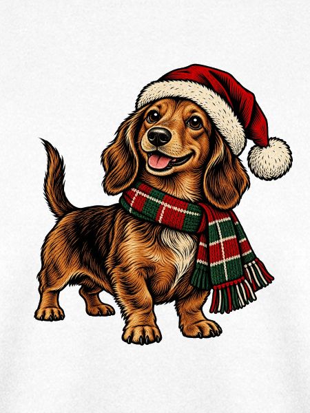 Winterhund mit Santa-Hut