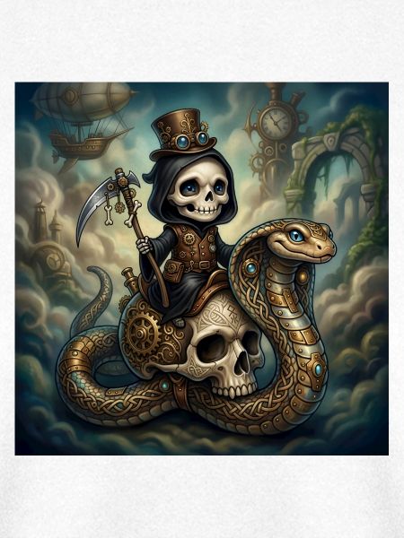 Steampunk-Skelett reitet auf der Schlange