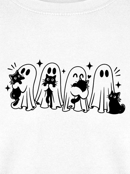 Halloween Geister mit schwarzen Katzen