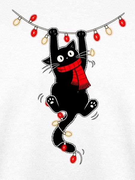 Katze mit Lichterkette – Christmas Vibes