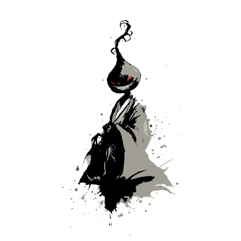 Lachender Yokai – Trickster-Dämon Sumi-e