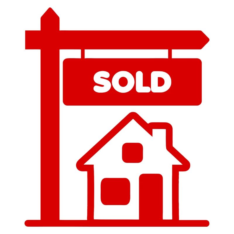 Rotes Logoschild mit verkauftem