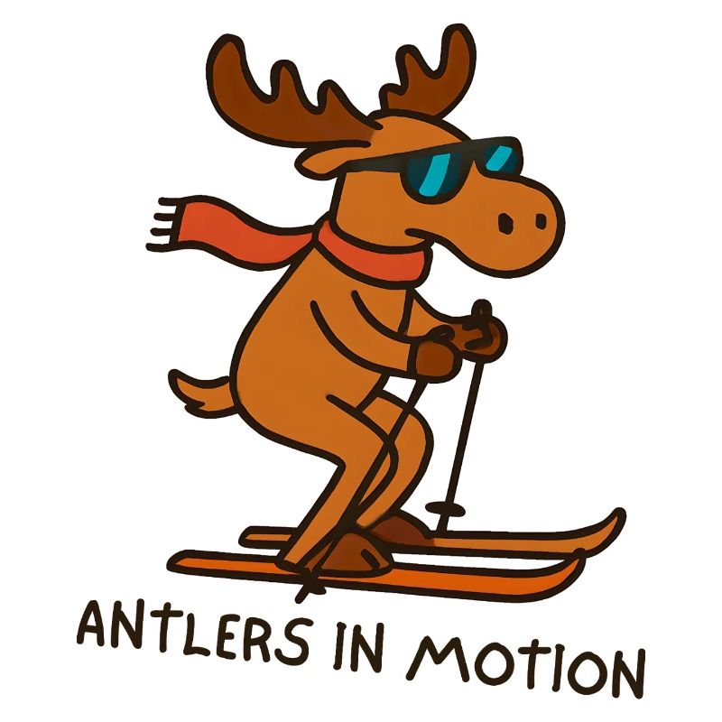 Coole Elch-Ski-Illustration