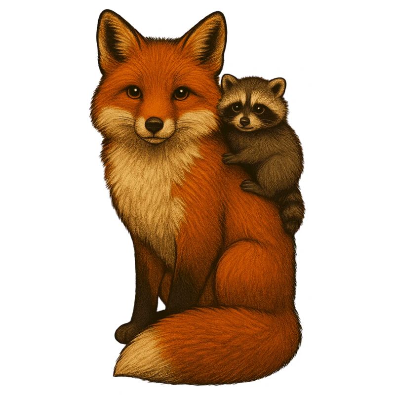 Fuchs und Waschbär