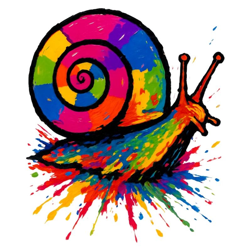 Harlekin-Schnecke – Splatter-Perma-Kunst