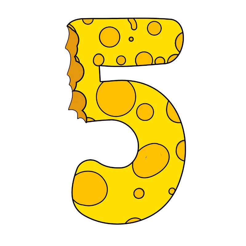 Zahl 5 Ziffer Käse