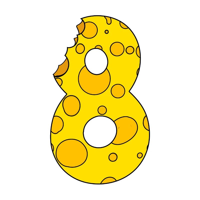 Zahl 8 Ziffer Käse