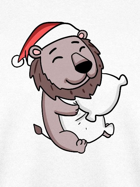 Löwe Niedlich Müde Weihnachten