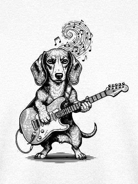 Musikalischer Dackel Gitarrenkunst