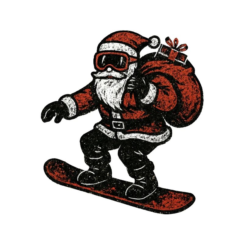 Grunge Santa Snowboard Ride