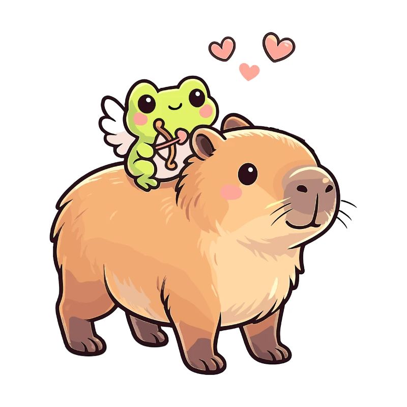 Capybara & Amor-Frosch – Süßes Valentinsmotiv