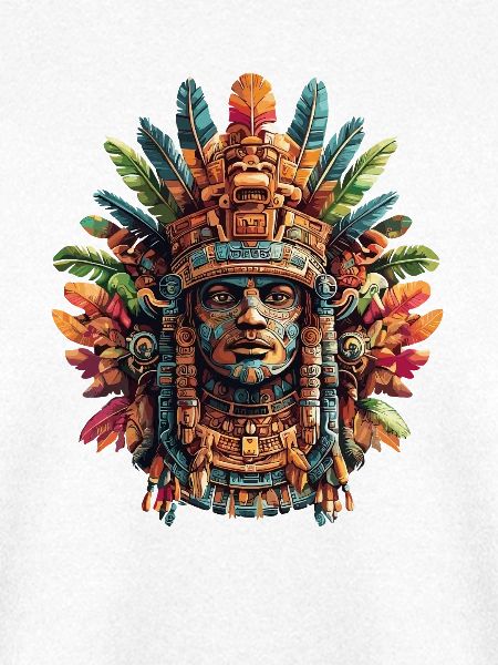 Aztekische Maske mit bunten Federn