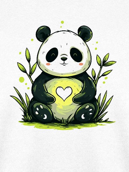 Panda mit Herz im Grünen
