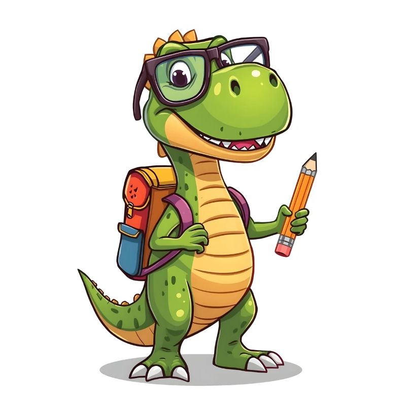 Dino-Gelehrter mit Bleistift