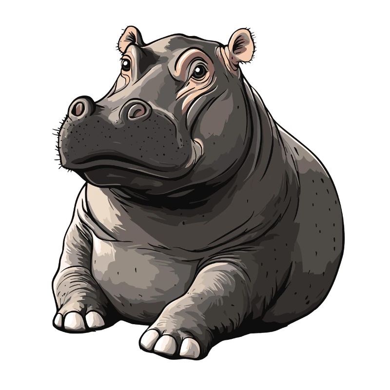 Stiller Hippo Cartoonstil