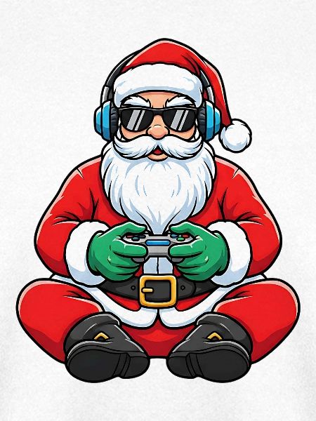 Gamer Weihnachtsmann Spielt Videospiel-Controller