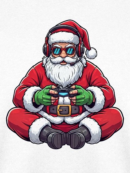 Gamer Weihnachtsmann Spielt Videospiel-Controller