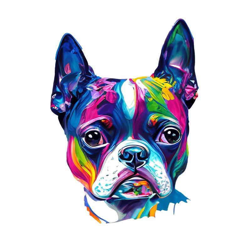 Farbenfrohes Boston-Terrier-Ölfarbe-Hundeporträt