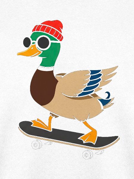 Skate-Duck mit Mütze und Sonnenbrille