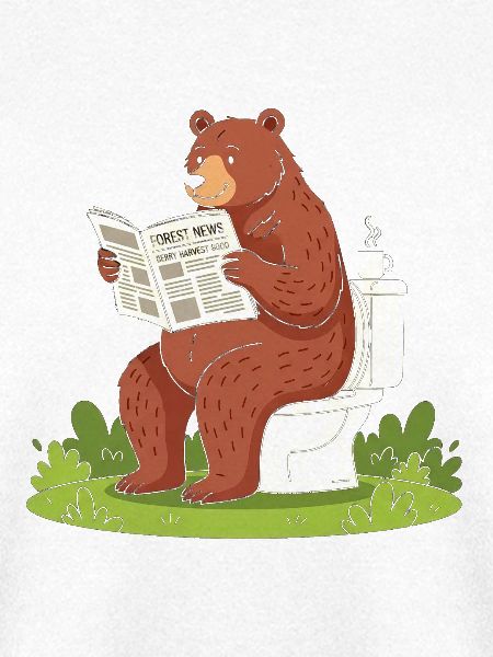 Bär liest Zeitung auf Toilette